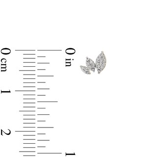 14K Gold Plated 1/10 CT. T.W. Diamond Flower Petal Studs