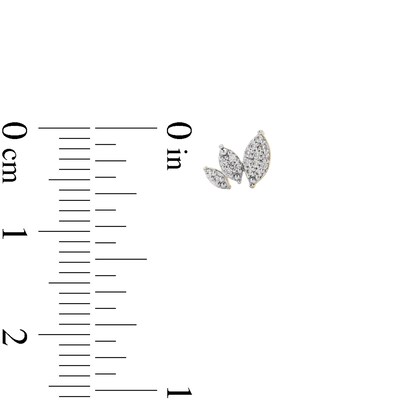 14K Gold Plated 1/10 CT. T.W. Diamond Flower Petal Studs