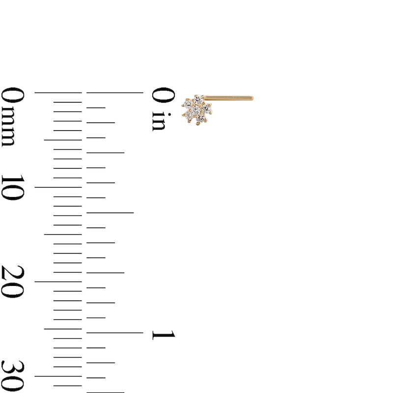 Main Image 4 of 14K Semi-Solid, Hollow, and Solid Gold CZ Three Nose Stud Set - 24G