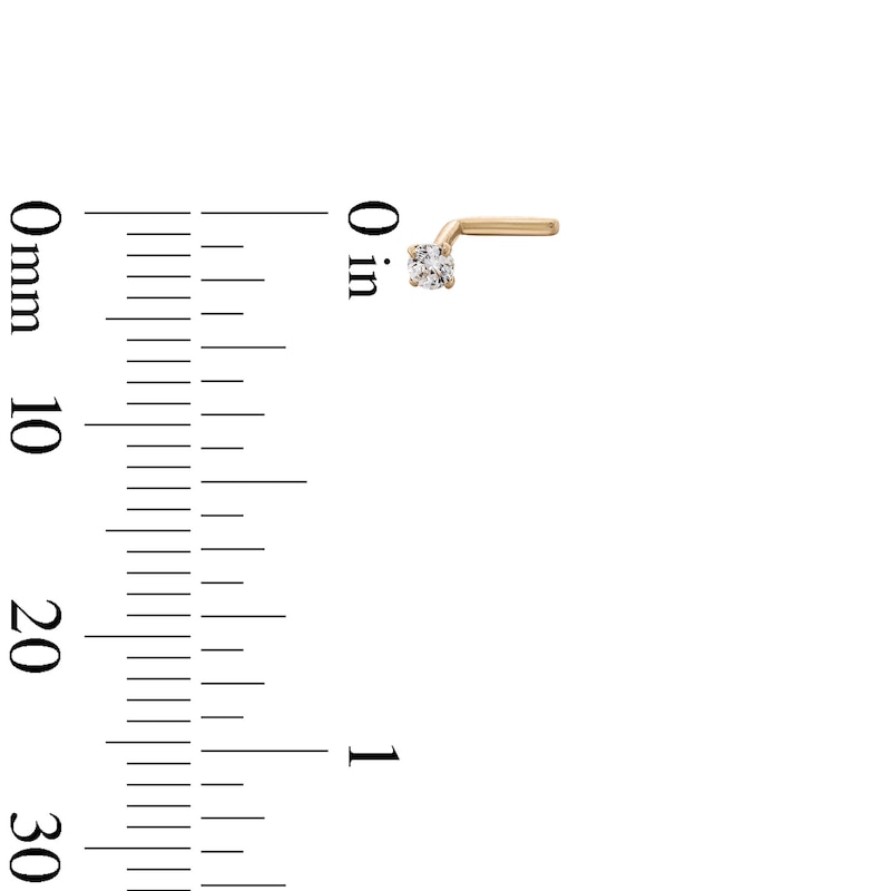 Main Image 4 of 14K Semi-Solid, Hollow, and Solid Gold CZ Three Nose Stud Set - 20G