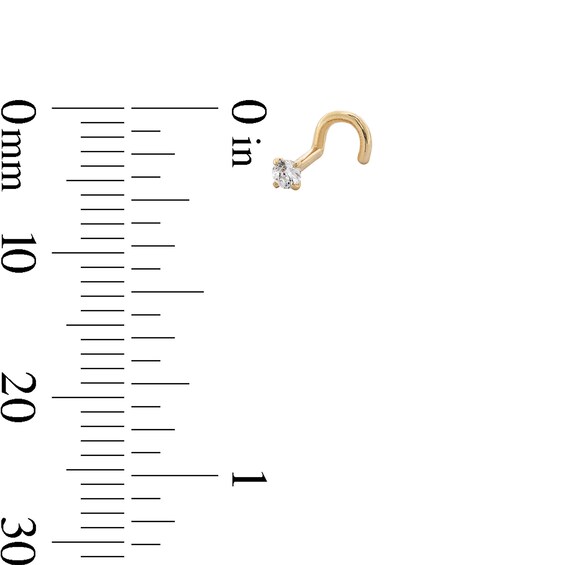 14K Semi-Solid Gold CZ Nose Stud Set - 20G