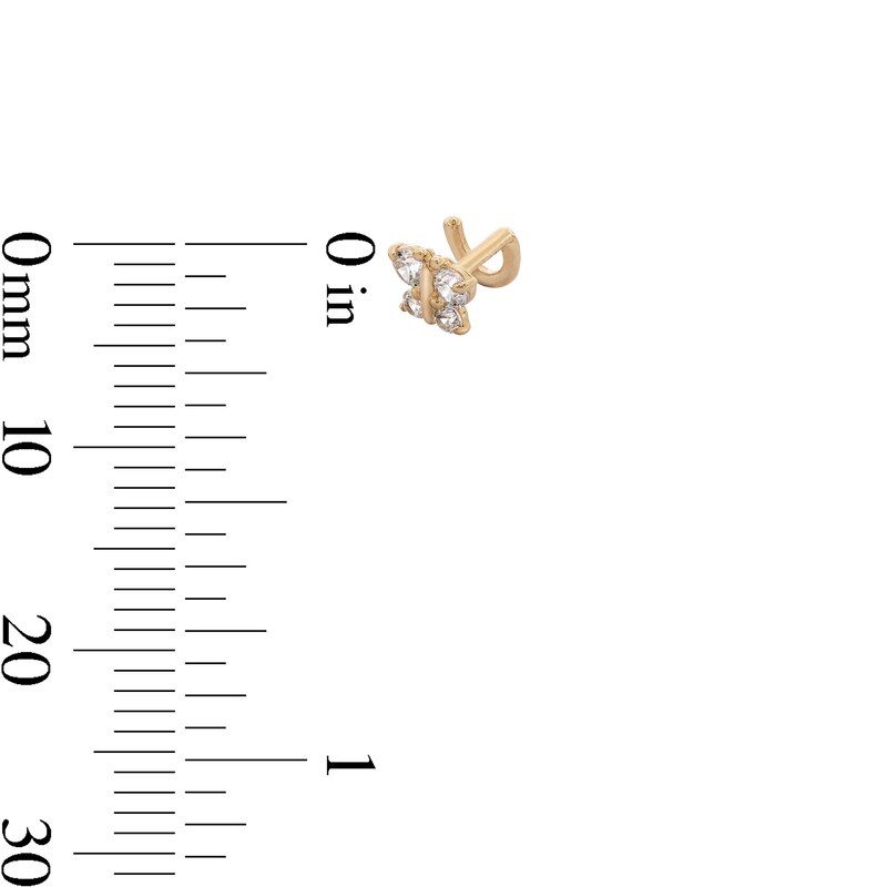 Main Image 4 of 14K Semi-Solid, Hollow, and Solid Gold CZ Nose Stud Set - 20G