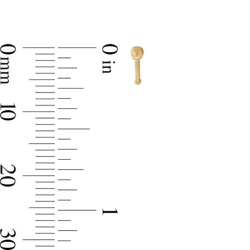Main Image 3 of 14K Hollow and Semi-Solid Gold CZ Nose Stud Set - 20G