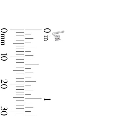 14K Semi-Solid White Gold CZ Three Piece Nose Stud Set - 22G