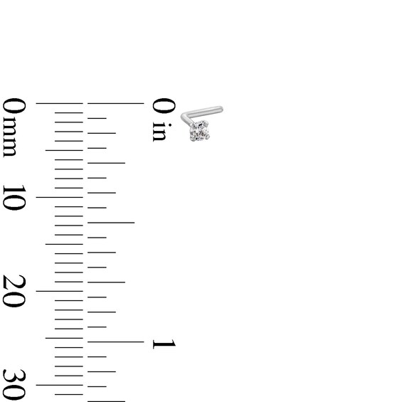 14K Semi-Solid White Gold CZ Three Piece Nose Stud Set - 22G