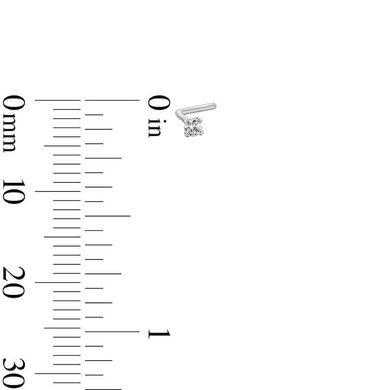 Main Image 2 of 14K Semi-Solid White Gold CZ Three Piece Nose Stud Set - 22G