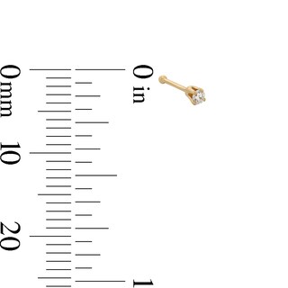 14K Solid Gold Diamond Accent Nose Stud - 24G 3/8"