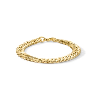 10K Hollow Gold Flat Grumetta Chain Bracelet Made in Italy - 8.5"