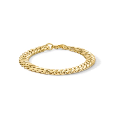 10K Hollow Gold Flat Grumetta Chain Bracelet Made in Italy - 8.5"