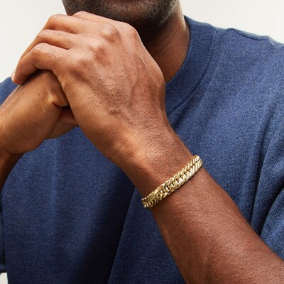 10K Hollow Gold Flat Grumetta Chain Bracelet Made in Italy - 8.5"