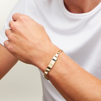 ​​​​​​​10K Semi-Solid Gold Curb Chain ID Bracelet - 8.5"