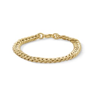 ​​​​​​​10K Hollow Gold Diamond-Cut Cuban Grumetta Chain Bracelet Made in Italy - 7.5"