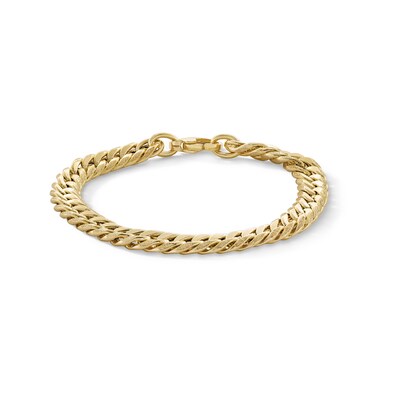 ​​​​​​​10K Hollow Gold Diamond-Cut Cuban Grumetta Chain Bracelet Made in Italy - 7.5"