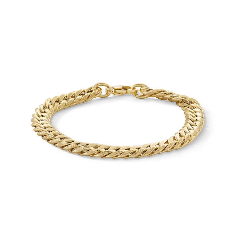 10K Hollow Gold Diamond-Cut Cuban Grumetta Chain Bracelet Made in Italy - 7.5"