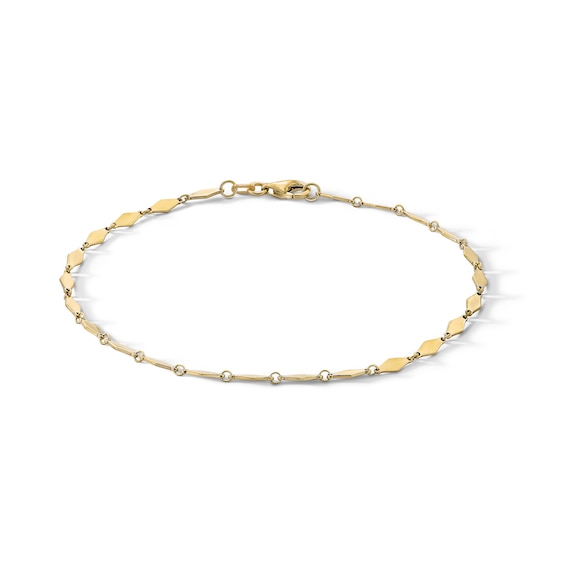 10K Solid Gold Fancy Link Chain Bracelet - 7.5"