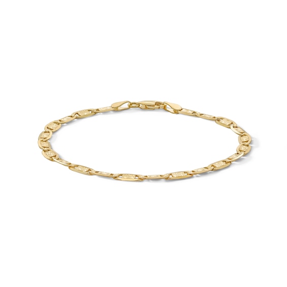 10K Solid Gold Diamond-Cut Valentino Chain Bracelet Made in Italy - 7.5"
