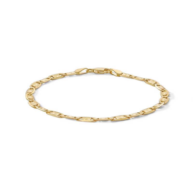 10K Solid Gold Diamond-Cut Valentino Chain Bracelet Made in Italy - 7.5"