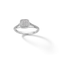 Sterling Silver 1/6 CT. T.W. Diamond Rounded Edge Halo Ring