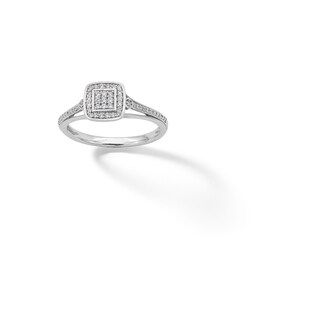 Sterling Silver 1/6 CT. T.W. Diamond Rounded Edge Halo Ring