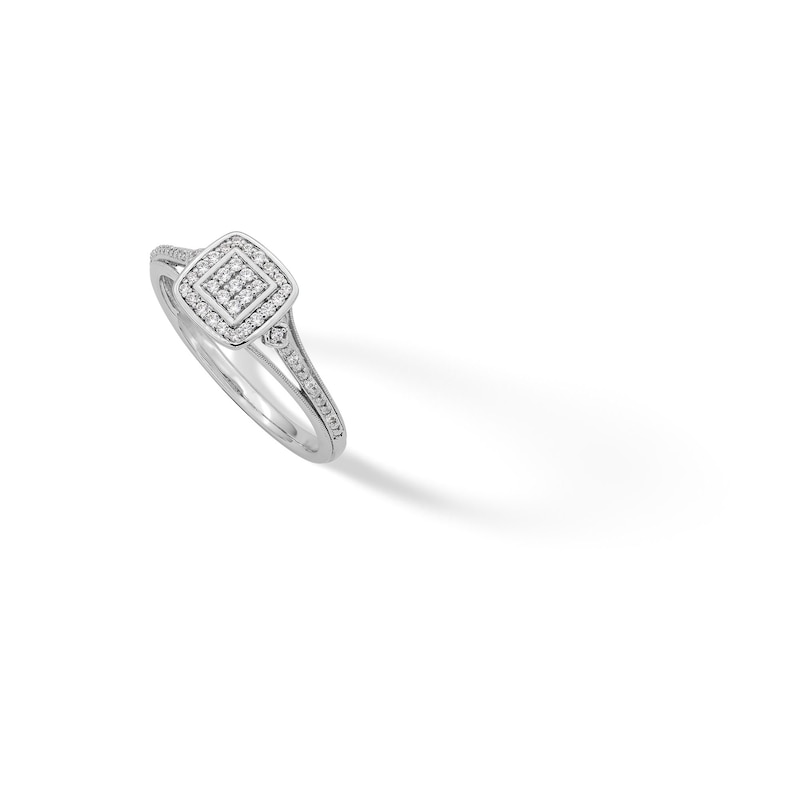 Main Image 2 of Sterling Silver 1/6 CT. T.W. Diamond Rounded Edge Halo Ring