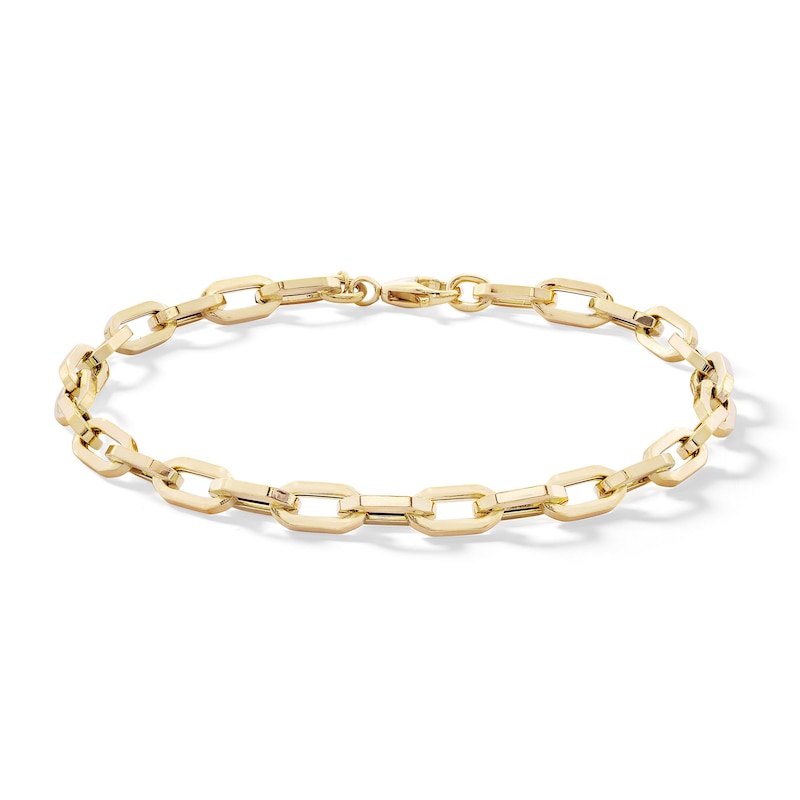 Main Image 1 of 10K Hollow Gold Prisma Link Chain Bracelet Made in Italy - 8.5"