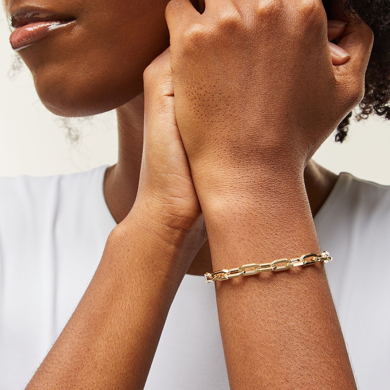 Main Image 2 of 10K Hollow Gold Prisma Link Chain Bracelet Made in Italy - 8.5"