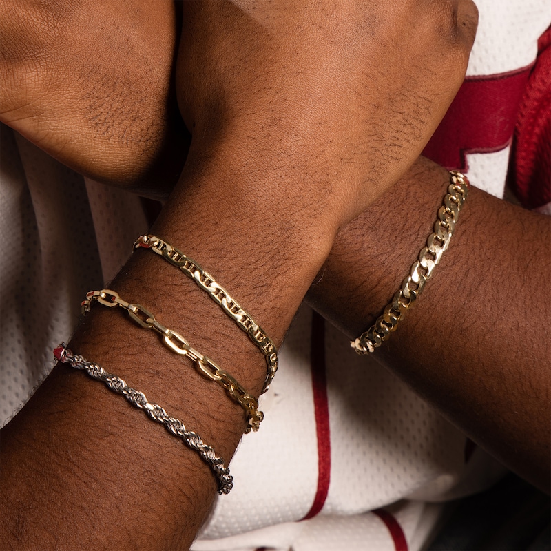Main Image 3 of 10K Hollow Gold Prisma Link Chain Bracelet Made in Italy - 8.5"