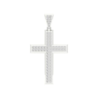 10K White Gold 1 CT. T.W. Lab-Grown Diamond Cross Necklace Charm