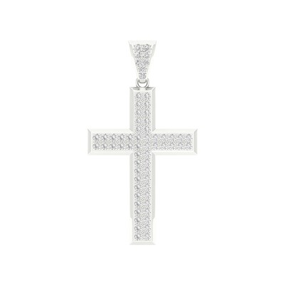 10K White Gold 1 CT. T.W. Lab-Grown Diamond Cross Necklace Charm