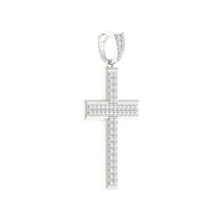 10K White Gold 1 CT. T.W. Lab-Grown Diamond Cross Necklace Charm