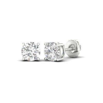 10K White Gold /2 CT. T.W. Lab-Grown Diamond Small Round Solitaire Studs