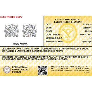 10K Solid White Gold / CT. T.W. Lab-Grown Diamond Studs