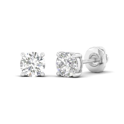 10K Solid White Gold CT. T.W. Lab-Grown Diamond Studs
