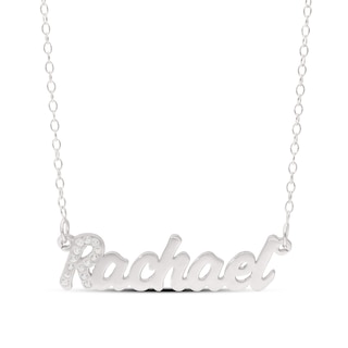 Sterling Silver Simulated Sapphire Nameplate Rolo Necklace - 18"