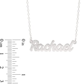 Sterling Silver Simulated Sapphire Nameplate Rolo Necklace - 18"