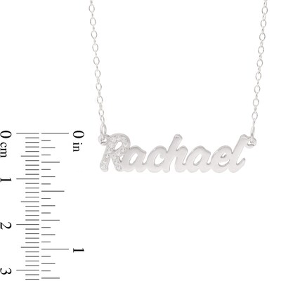 Sterling Silver Simulated Sapphire Nameplate Rolo Necklace - 18"