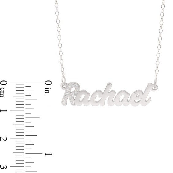 Sterling Silver Simulated Sapphire Nameplate Rolo Necklace - 18"