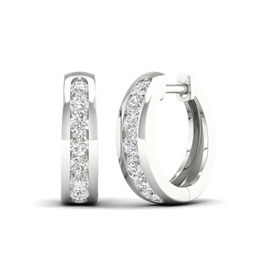 10K White Gold 1/2 CT. T.W. Lab-Grown Diamond Channel Set Huggie Hoops