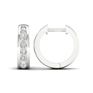 10K White Gold 1/2 CT. T.W. Lab-Grown Diamond Channel Set Huggie Hoops