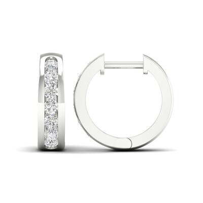 10K White Gold 1/2 CT. T.W. Lab-Grown Diamond Channel Set Huggie Hoops