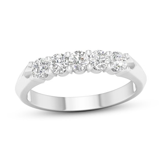 10K Solid White Gold 1/ CT. T.W. Lab-Grown Diamond Five Stone Ring