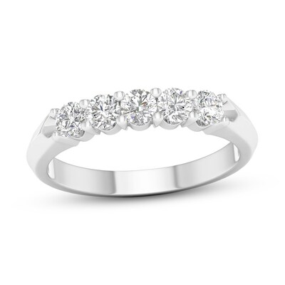 10K Solid White Gold 1/ CT. T.W. Lab-Grown Diamond Five Stone Ring