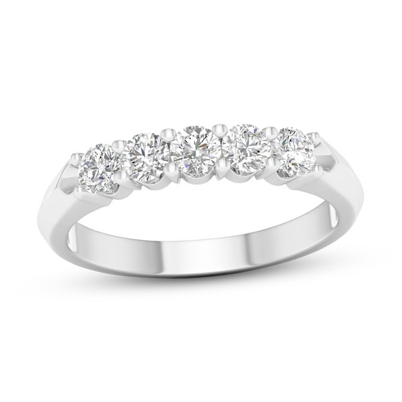 10K Solid White Gold 1/ CT. T.W. Lab-Grown Diamond Five Stone Ring