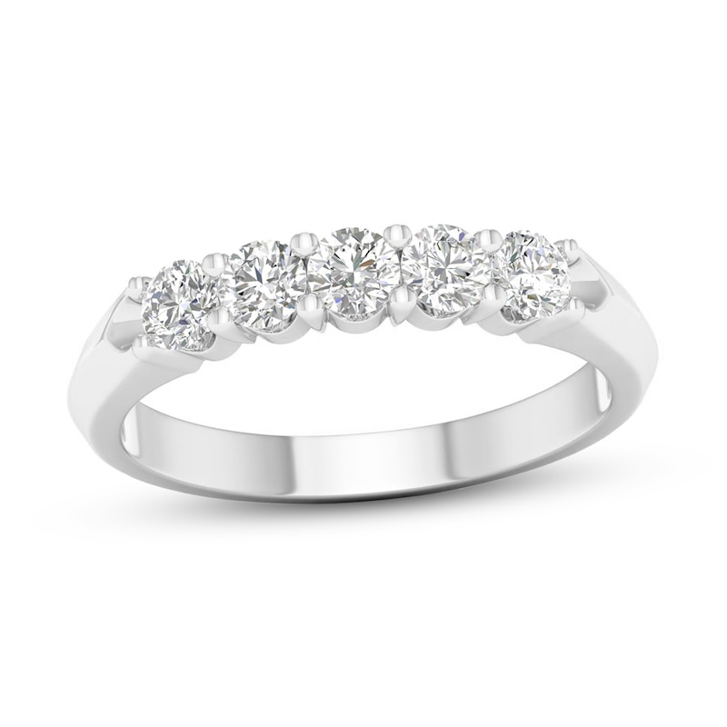 10K Solid White Gold 1/ CT. T.W. Lab-Grown Diamond Five Stone Ring