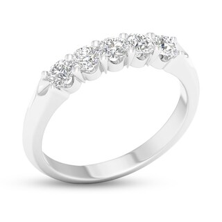 10K Solid White Gold 1/ CT. T.W. Lab-Grown Diamond Five Stone Ring