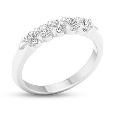 10K Solid White Gold 1/ CT. T.W. Lab-Grown Diamond Five Stone Ring