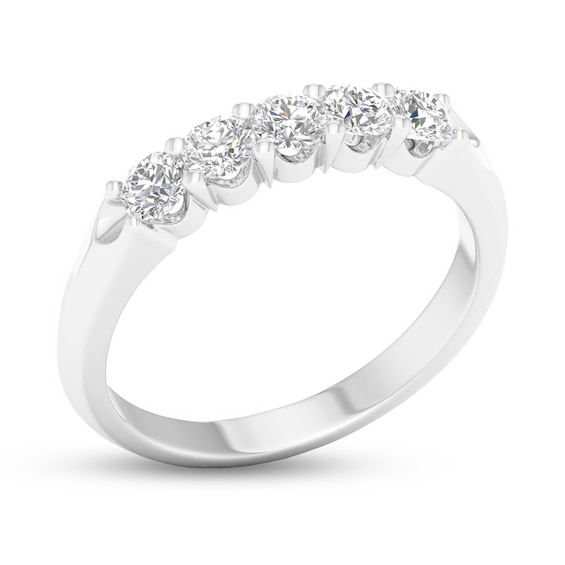 10K Solid White Gold 1/ CT. T.W. Lab-Grown Diamond Five Stone Ring