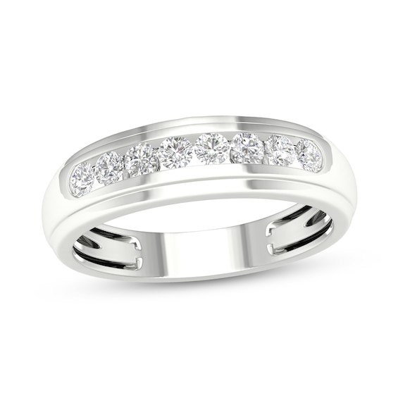 10K White Gold 1/2 CT. T.W. Lab-Grown Diamond Eight Stone Ring