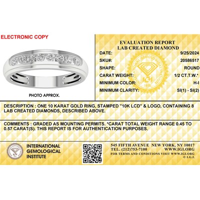 10K White Gold 1/2 CT. T.W. Lab-Grown Diamond Eight Stone Ring