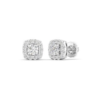 10K Solid White Gold 1/2 CT. T.W. Lab-Grown Diamond Small Halo Studs